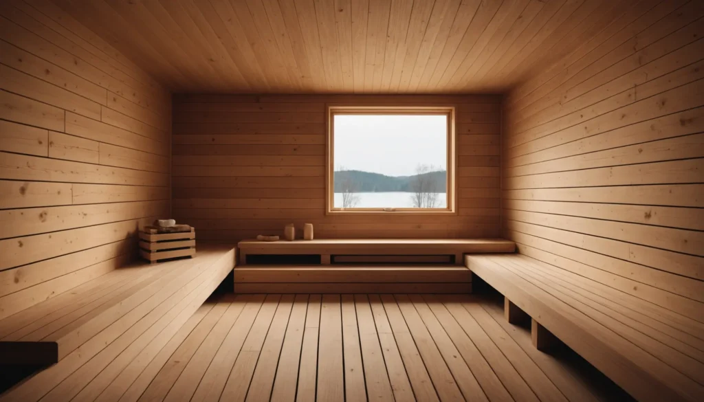 Elegant bastu med modern design, varma trädetaljer och en inbjudande atmosfär som väcker inspiration.